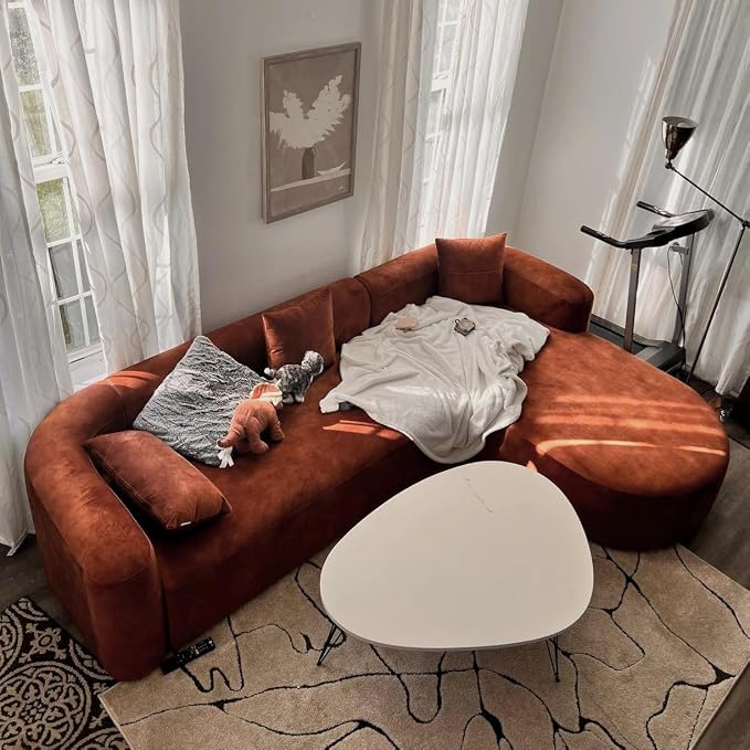 Acanva Luxury Modern Tight Curved Back Velvet Sofa, Minimalist Style Comfy Couch - Image 3