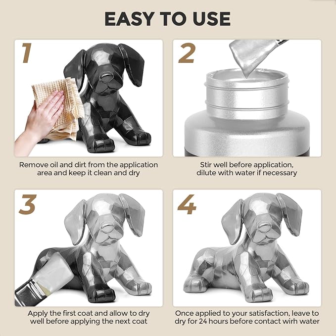 Nicpro Metallic Silver Acrylic Paint, 33.8oz/1000ml Large Silver Leaf Paint - Image 6