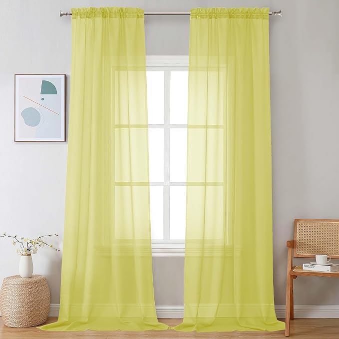Chyhomenyc Extra Long Sheer Curtains 120 Inches Long 2 Panels Set, Light by Chyhomenyc