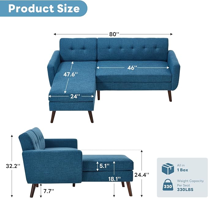 Tbfit L Shaped Couch Sofa, 3 Seater Sofas - Image 2
