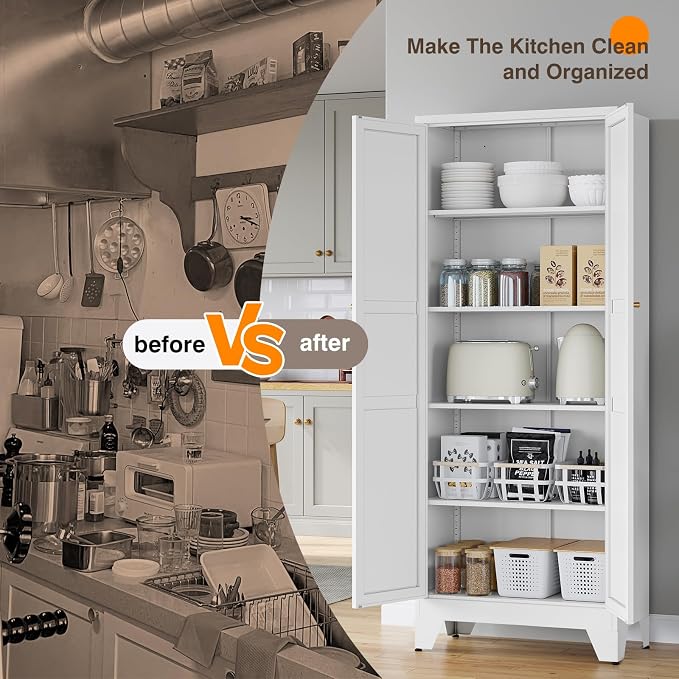 Yizosh Metal Pantry Cabinet, Cupboard - Image 7