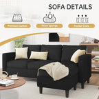 JAMFLY Couches for Living Room, 3-Seat Reversible Sectional Sofa - Image 6