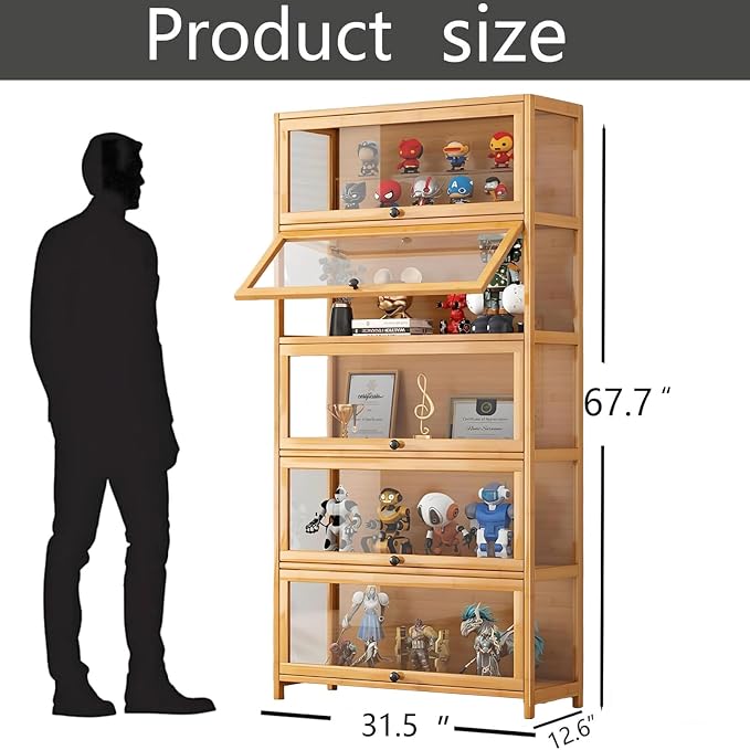 Display Cabinet with Acrylic Door, 5-Tier Curio Cabine, Collectibles Toy - Image 2