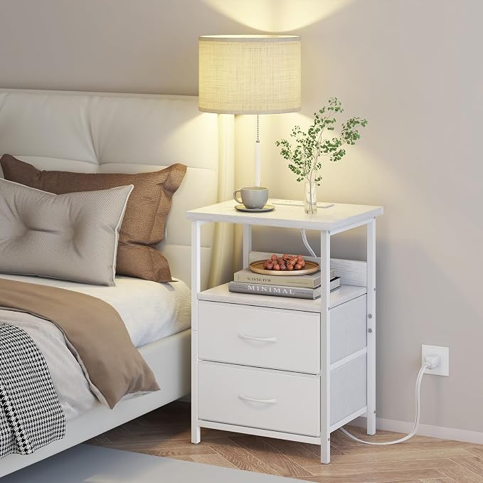 Fixwal Night Stand with 3 Color Temperature Bulb Attached, Nightstand with - Image 2