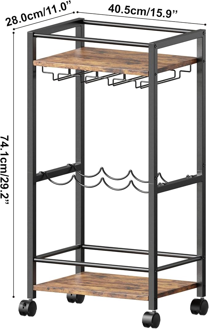 Bar Cart, Home Bar Serving Cart, Mobile Kitchen Carts - Image 7