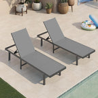 Aluminum Outdoor Lounge Chairs Set of 2, Pool Lounge Chairs by Oasbira