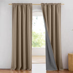NICETOWN Burlap Vintage Open Linen Weave Flax Thermal Curtains, 100% Blackout - Image 2