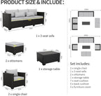 Rattaner Patio Wicker Furniture Set 6 Pieces Outdoor HDPE Wicker Conversation - Image 4