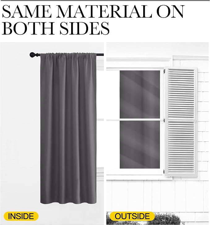 NICETOWN Short Curtains, Home Decoration Thermal Insulated Rod Pocket Blackout - Image 6