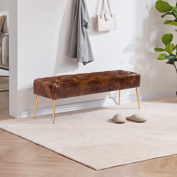 DUHOME Button-Tufted Ottoman Bench, Upholstered Bedroom Benches - Image 2