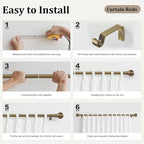 Antique Bronze Curtain Rods for Windows 72 to 144 Inch Long Brass Window - Image 7