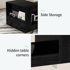 39" Wood Coffee Table for Living Room, Sides Storage - Image 3