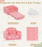 Kids Couch, 2-in-1 Soft Toddler Couch Fold Out - Image 3