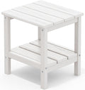 SERWALL 2-Tier HDPE Outdoor Side Table, Weatherproof Rectangular Adirondack by SERWALL