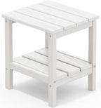 SERWALL 2-Tier HDPE Outdoor Side Table, Weatherproof Rectangular Adirondack by SERWALL