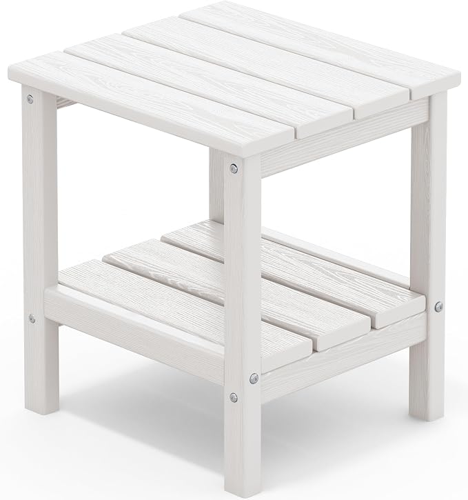 SERWALL 2-Tier HDPE Outdoor Side Table, Weatherproof Rectangular Adirondack by SERWALL