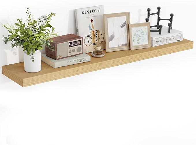 Acovy 48 Inch Floating Shelves, 3D Textured Wood Grain, Wooden Shelves by Acovy