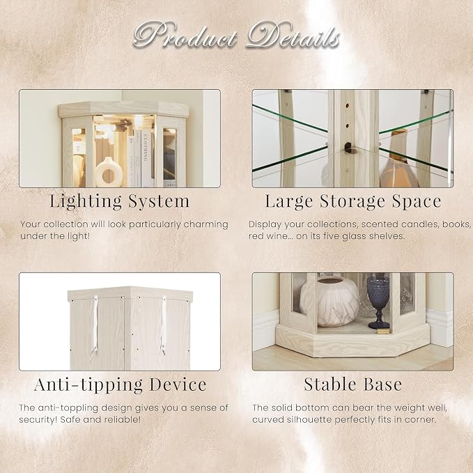 Anwick Corner Display Curio Cabinets - Image 3