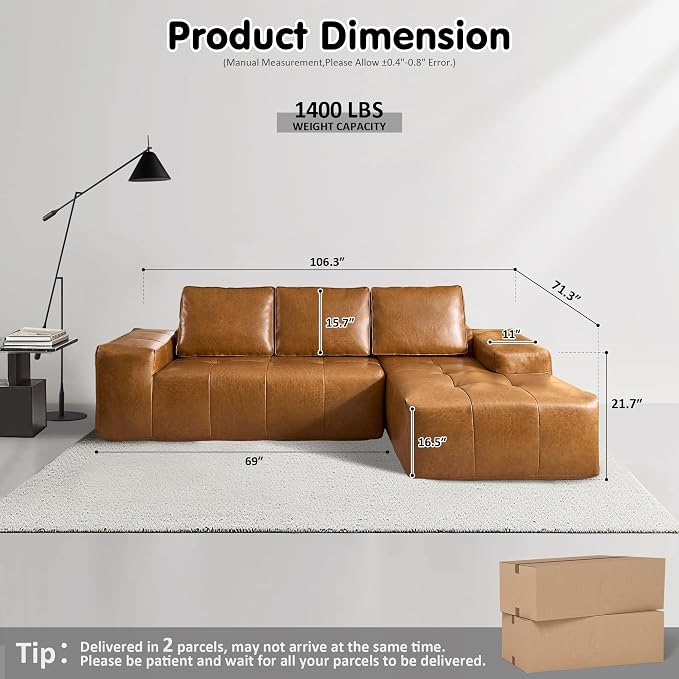 ovios 106" Cloud Boneless Couch - Image 2