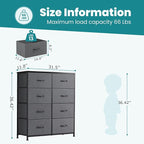 DUMOS 8 Drawer Dresser for Bedroom, Fabric Storage Organizer - Image 3