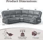 Yolsali Manual Reclining Sectional Sofa Set, 5 Seats Soft Leather Recliner - Image 2