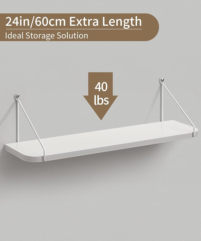 Afuly White Floating Shelves, 24 inch Long Shelves - Image 3