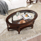 PADMA HOUSE Traditional Solid Wood Oval Coffee Table - Image 3