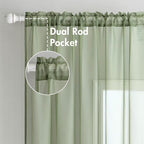 MIULEE Sage Green Sheer Curtains 54 X 63 Inches, 2 Panels | Elegant Window - Image 2