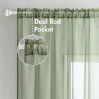 MIULEE 2 Panels Sage Green Sheer Curtains 84 inches Long, 54 X 84 Inches | Rod - Image 2