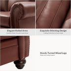 60" Wide Genuine Leather Chesterfield Loveseat, 2 Seat Leather Sofa - Image 7