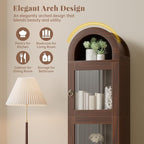 71" Tall Arched Cabinet with Acrylic Door, Modern Curio Arched Bookcase with - Image 3