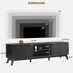 OKD 70" Mid Century Modern Fluted TV Stand, Entertainment Center, Media Console - Image 2