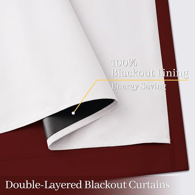 Yakamok Burgundy Red Blackout Curtains 63 Inches Long - Image 4