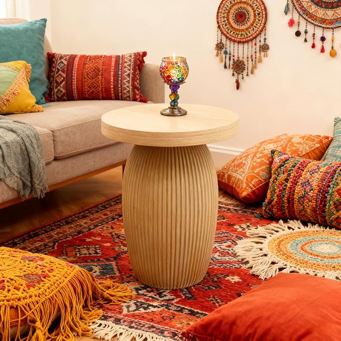 PARISLOFT Mushroom Accent Table, Bohemian Side Table - Image 5