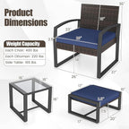Tangkula 5 Pieces Wicker Patio Conversation Set, Outdoor PE Rattan Chair - Image 4