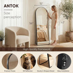 Antok 56" x15” Arched Full Length Floor Mirror, Free Standing/Wall Mount/Leaning - Image 4