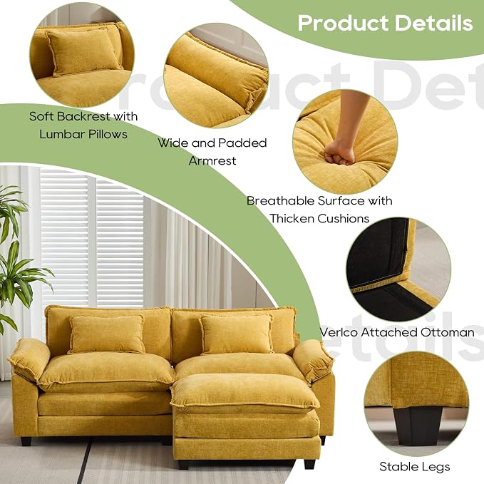 Oprisen 86" Modular Sectional Sofa, Comfy Cloud Couch Sectional Sofa - Image 6