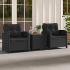 HAPPYGRILL 3 Pieces Wicker Patio Conversation Set, PE Rattan Bistro Sofa Set - Image 4