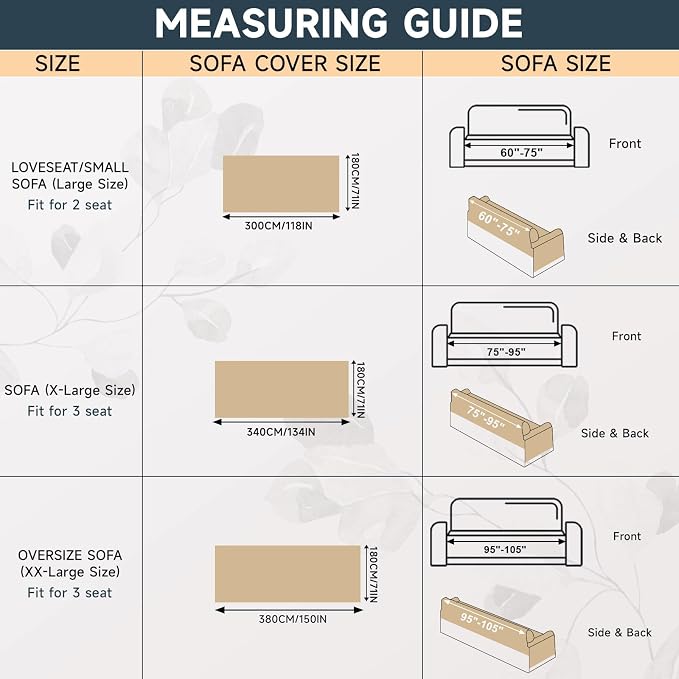 VClife Boho Beige Jacquard Couch Cover Modern Floral Bird Cotton Linen Slipcover - Image 4