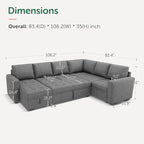 HONBAY Modular Sectional Sleeper Sofa - Image 2