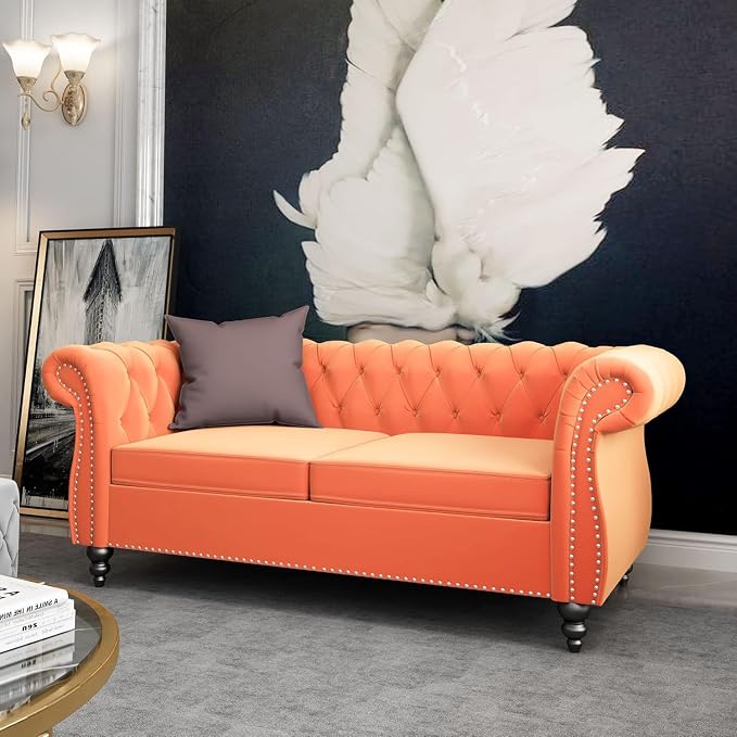 Chesterfield 3 Seater Sofa, Modern Velvet Tufted Couch 3 Seater - Image 3