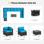 Aoxun Patio Furniture Set with Fire Pit Table, 12 Piece Outdoor Sectional Sofas - Image 7