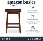 Amazon Basics Solid Wood Saddle-Seat Counter Height Bar Stools - Image 4