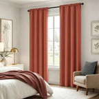MIULEE 84 Inch Length Burnt Orange Blackout Bedroom Curtains Set of 4 | Thermal - Image 4