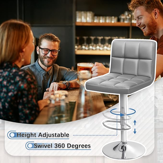 Homall Bar Stools Modern PU Leather Adjustable Swivel Barstools, Armless - Image 7