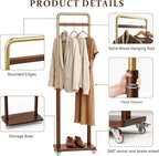 Taitiy Clothes Rack Solid Wood Coat Rack, Metal and Solid Wood Combination - Image 4