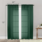 Hunter Green Sheer Curtain for Bedroom Living Room 72 Inches Long 2 Panels Set - Image 2