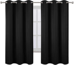 Black Blackout Curtains 34 x 63 Inch Length/Set of 2 Curtain Panels/Thermal - Image 2