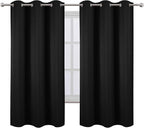 Black Blackout Curtains 40 x 63 Inch Length/Set of 2 Curtain Panels/Thermal - Image 2