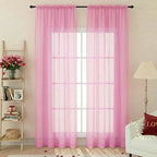 Pink Sheer Curtains 84 Inches Long 2 Panels, Soft Airy Light Filtering Curtains by WelvetBLK